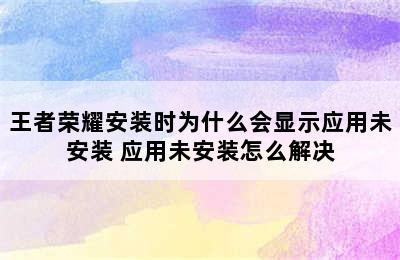 王者荣耀安装时为什么会显示应用未安装 应用未安装怎么解决